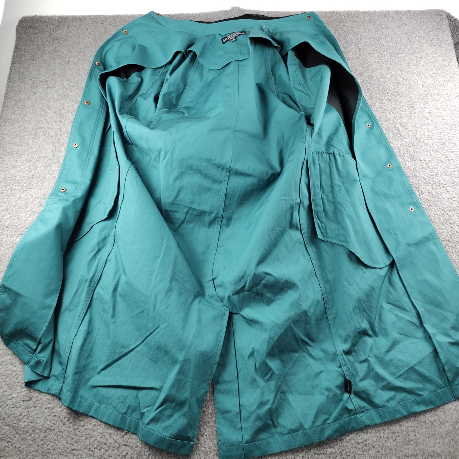 J. Peterman Company Coat Womens Small Duster Teal Corduroy Trim Office Euc — image 7 of 8
